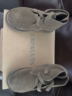 J. Crew Factory Kids Olive Brown Suede Lace-Up Boots
